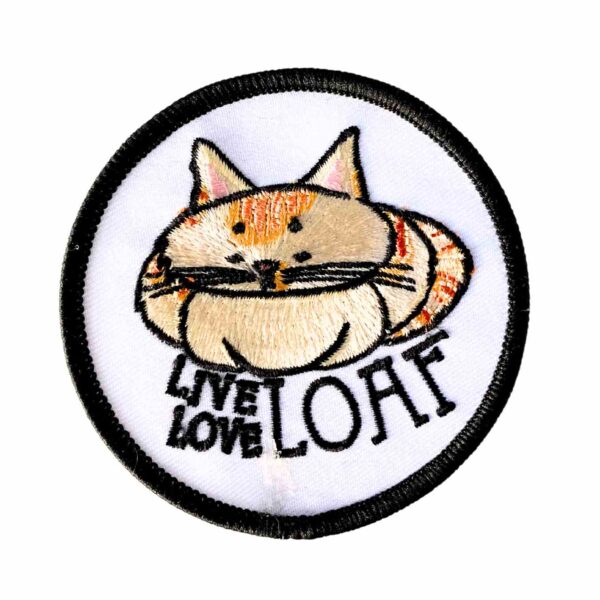 Cat embroidered patch - live love loaf