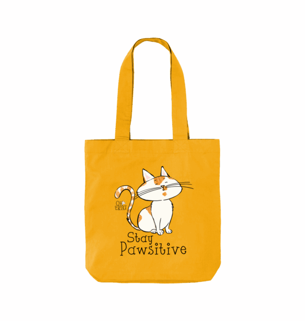 Oh Erik - Stay Pawsitive - Organic Twill Cat Tote Bag