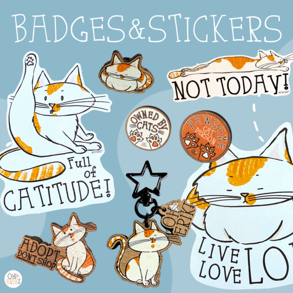 Cat Badges & Stickers