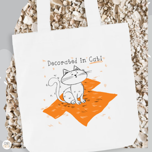 Cat tote bag - decorated in cat