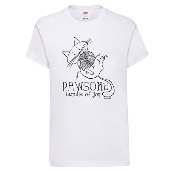 white cat kid's short sleeved t-shirt - pawsome bundle of joy