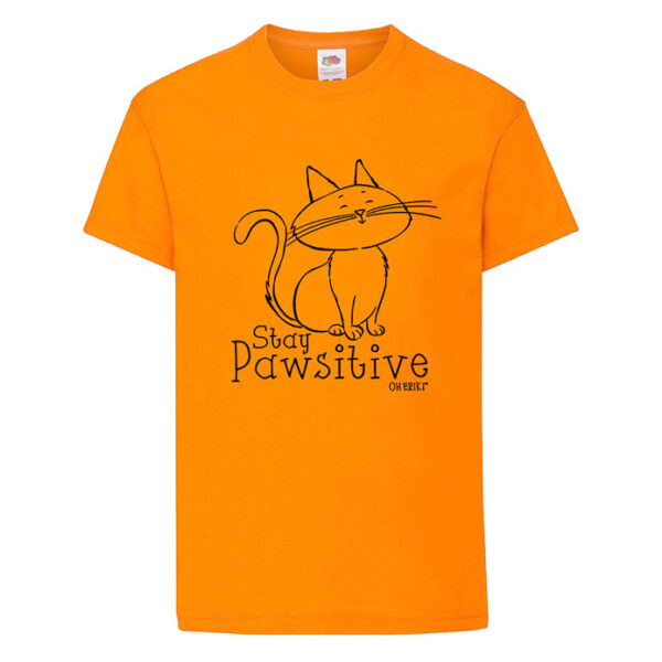 Cat T-Shirt - Stay Pawsitive - Childrens Cotton