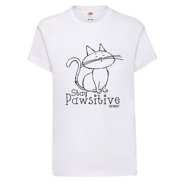 Cat T-Shirt - Stay Pawsitive - Childrens Cotton - Image 2