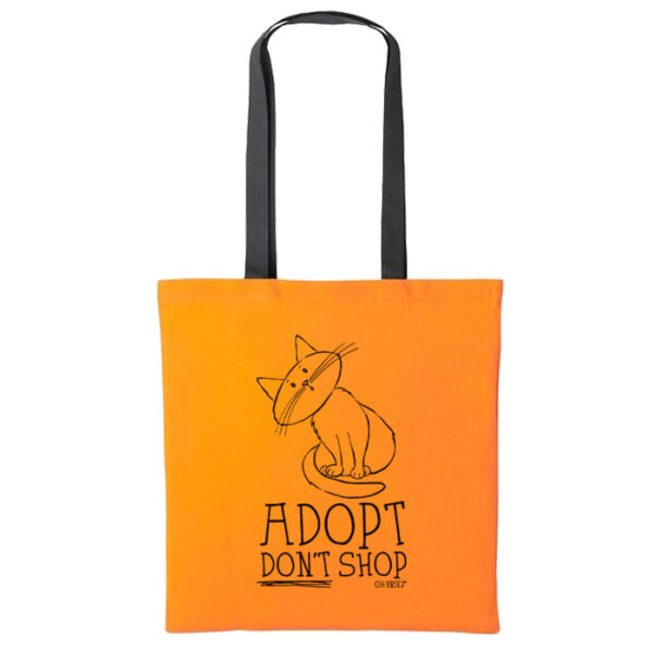 orange cat tote bag - adopt don't shop