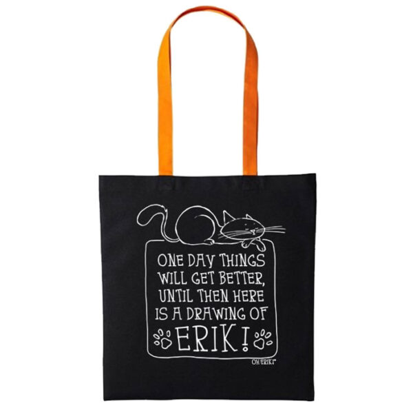 black cat tote bag - one day