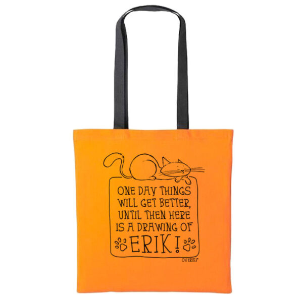 orange cat tote bag - one day