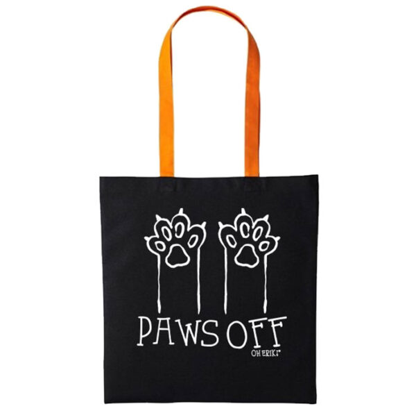 black cat tote bag - paws off