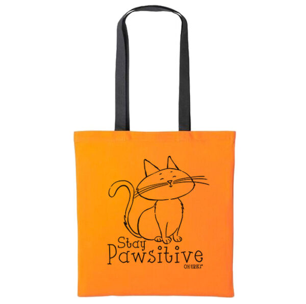 orange cat tote bag - stay pawsitive