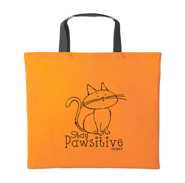 Cat Tote Bag – Stay Pawsitive - Short Handle
