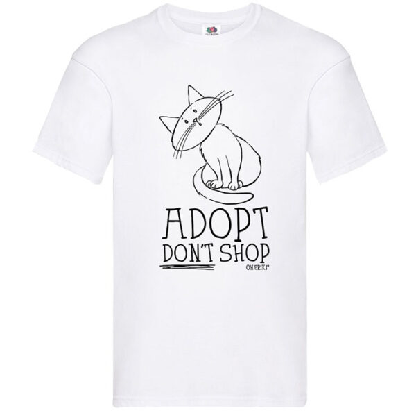 white cat short sleeved t-shirt - adopt don't shop