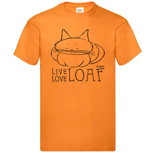 orange cat short sleeved t-shirt - live love loaf