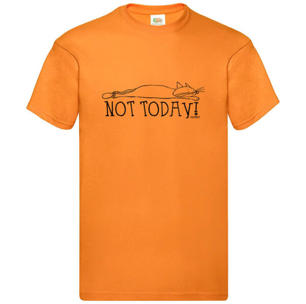 orange cat short sleeved t-shirt - not today