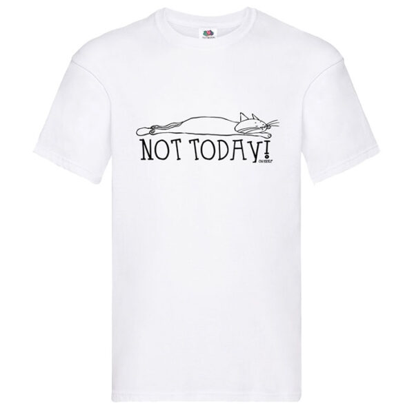 white cat short sleeve t-shirt - not today