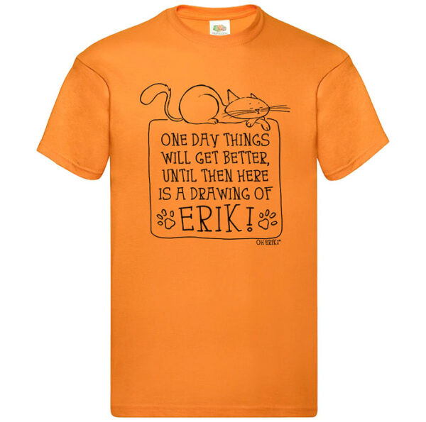 orange cat short sleeved t-shirt - one day