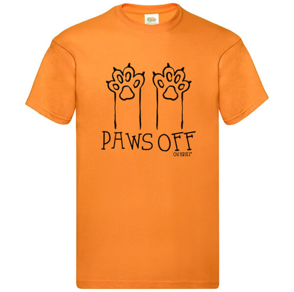 orange cat short sleeved t-shirt - paws off
