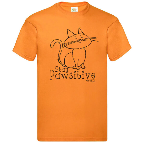 orange cat short sleeved t-shirt - stay pawsitive