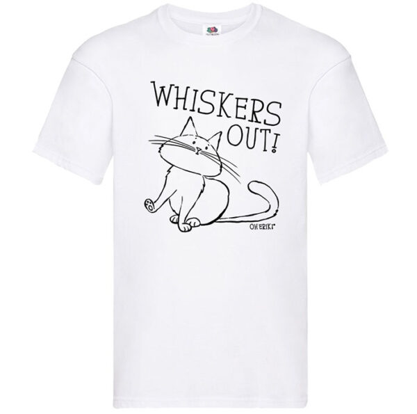 Cat T-Shirt - Whiskers Out - Mens Cotton - Image 2