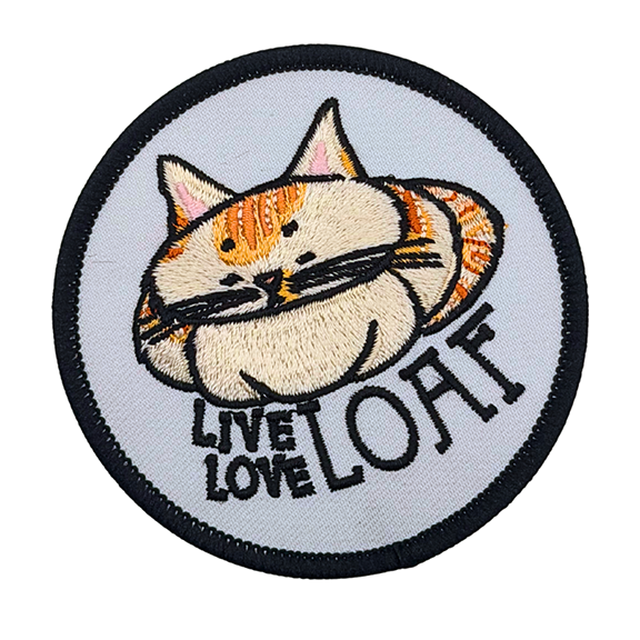 Cat embroidered patch - live love loaf