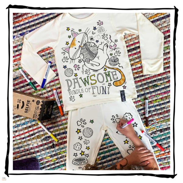 Oh Erik - Kids Colour-in Cat Pyjamas