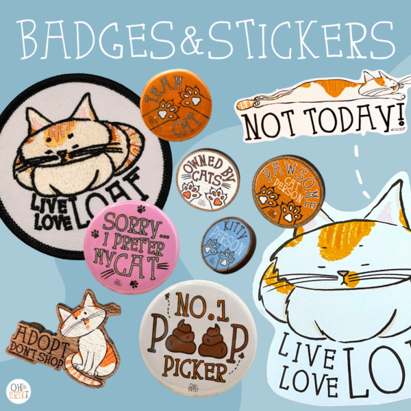 Cat Badges & Stickers