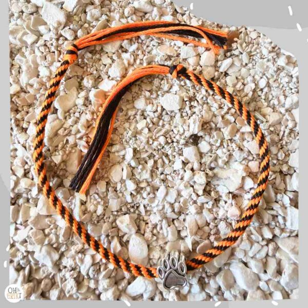 Cat friendship bracelet in orange and black
