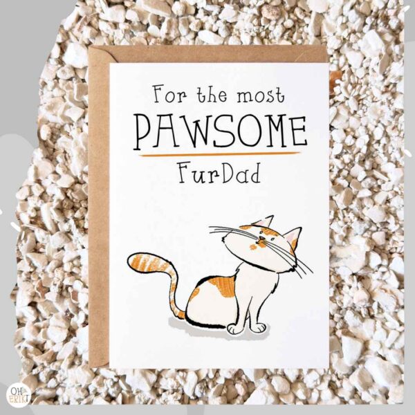 For the Most Pawsome FurDad cat greeting card