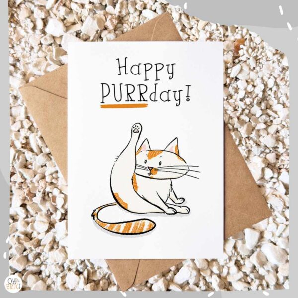 Happy Purrday cat birthday card