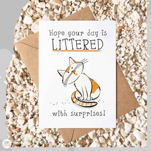 Hope Your Day is Littered With Surprises cat greeting card