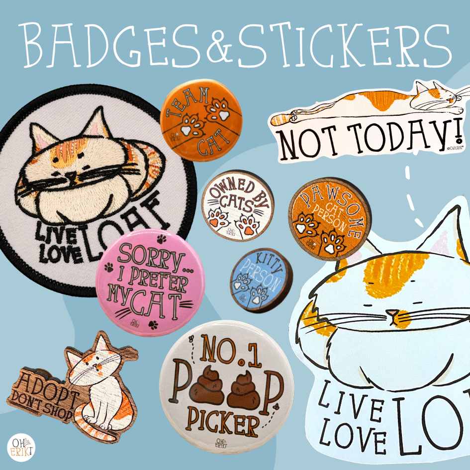 Cat badges and stickers