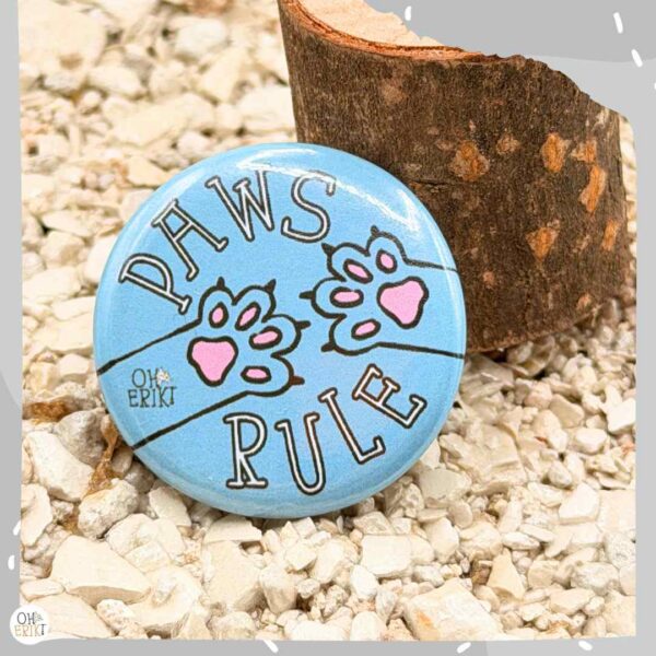 Paws Rule Cat Badge in blue