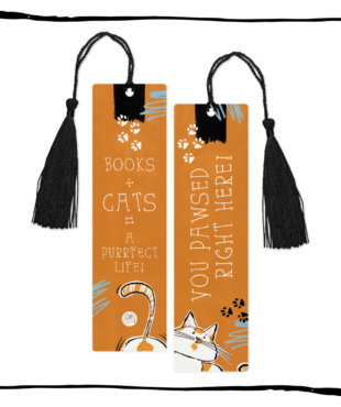 Cat-themed bookmark for book lovers