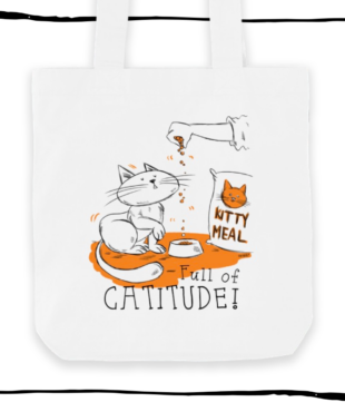 Full of Catitude cotton cat tote bag by Oh Erik