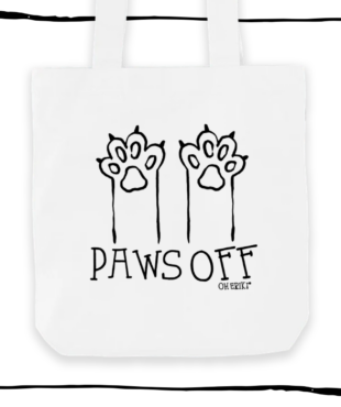 Paws Off cotton cat tote bag by Oh Erik