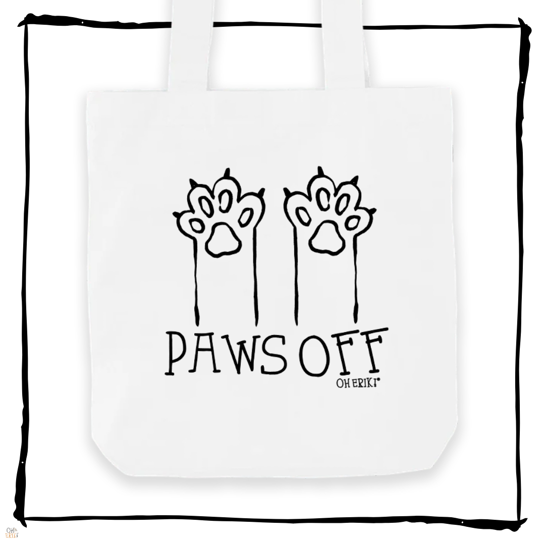 Paws Off cotton cat tote bag by Oh Erik