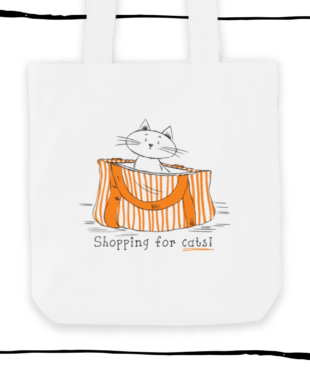 Shopping for Cats cotton tote bag by Oh Erik