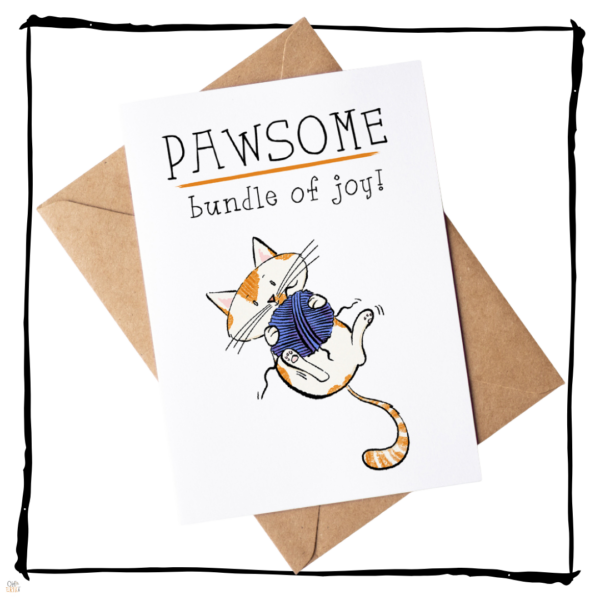 Pawsome bundle of joy cat card