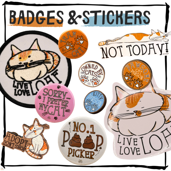 Cat Badges & Stickers