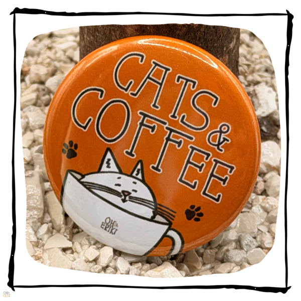 Cats and Coffee Cat Button Badge