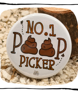 No. 1 Poop Picker cat button badge by Oh Erik