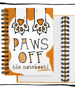 Paws Off A6 lined spiral-bound cat notebook