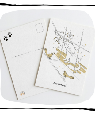 cat art postcard