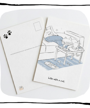 cat art postcard